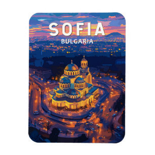 Sofia Bulgaria Illustration Travel Art Vintage Magnet