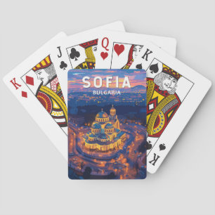 Sofia Bulgaria Illustration Travel Art Vintage Playing Cards