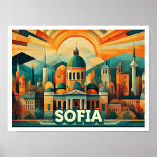 Sofia Bulgaria Travel artistic colorful Poster