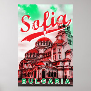 Sofia, Bulgaria, vintage poster