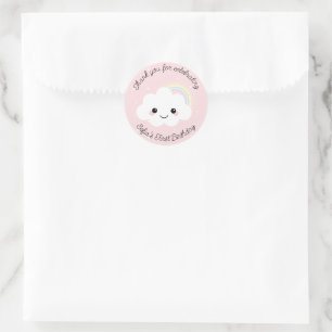 Sofia Cloud Birthday Thank You Favour Classic Round Sticker