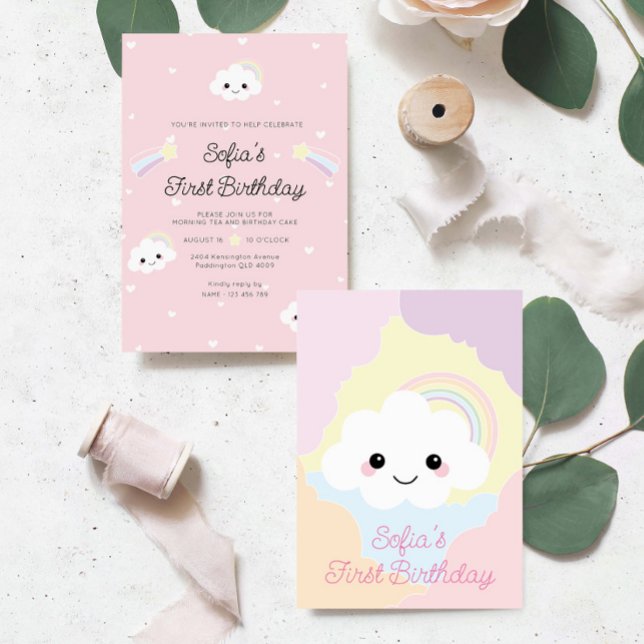 Sofia Cloud First Birthday Invitation (Sofia Cloud First Birthday Invitation )