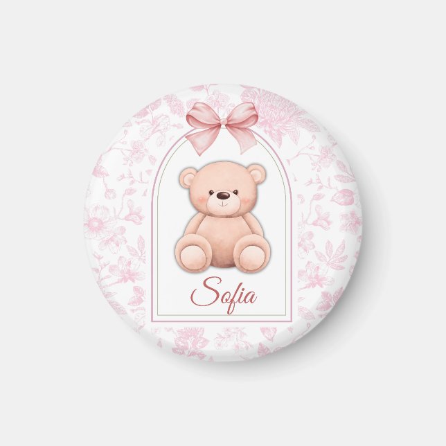 Sofia | Custom Pink Teddy Bear Nursery Design  Magnet (Front)