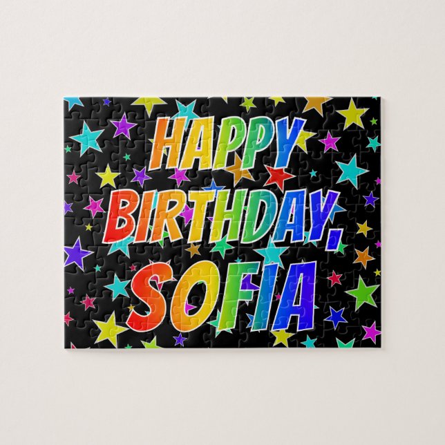 "SOFIA" First Name, Fun "HAPPY BIRTHDAY" Jigsaw Puzzle (Horizontal)