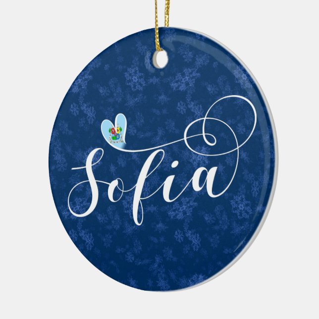 Sofia Flag in Heart, Bulgaria Ceramic Ornament (Left)