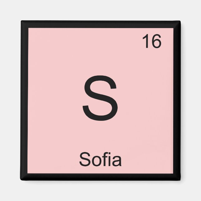 Sofia Name Chemistry Element Periodic Table Magnet (Front)