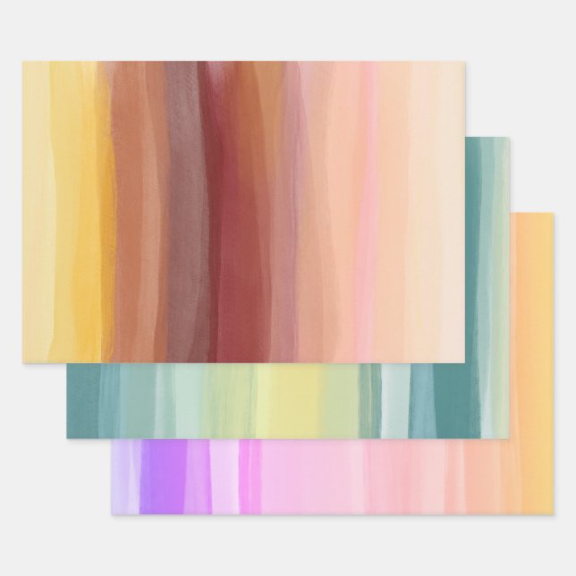 Soft abstract painting multi-colour variety pack wrapping paper sheet (Set)