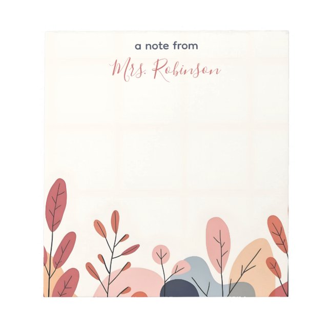 Soft Abstract Shapes Custom Teacher Appreciation Notepad (Front)