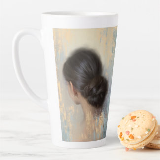 Soft Aesthetic Woman Hair Bun Latte Mug
