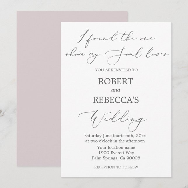Soft and Elegant  Wedding Invitation (Front/Back)