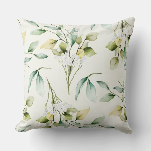 Soft and Pretty Botanical Design  Throw Pillow (Front)