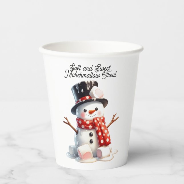 Soft and Sweet Marshmallow Snowman Paper Cups (Front)