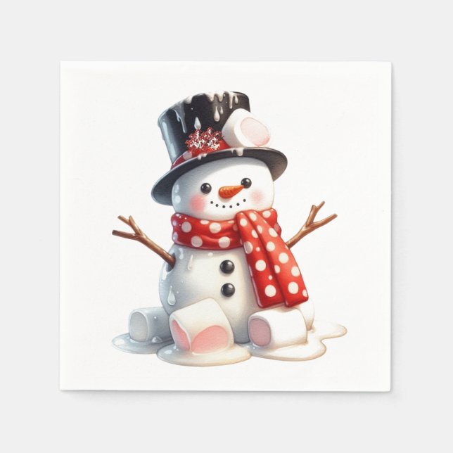 Soft and Sweet Marshmallow Snowman Treat Napkin (Front)