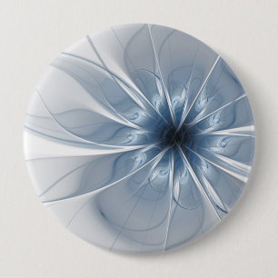 Soft and tenderness blue fractal fantasy flower cu 4 inch round button