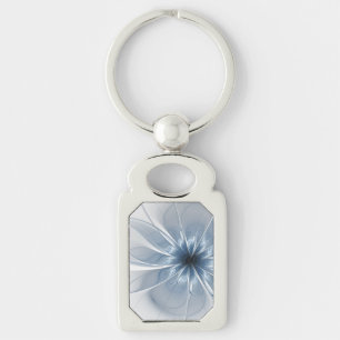 Soft and tenderness blue fractal fantasy flower cu keychain