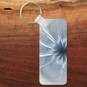 Soft and tenderness blue fractal fantasy flower cu keychain