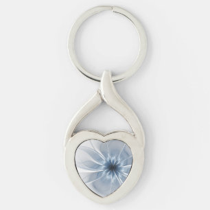 Soft and tenderness blue fractal fantasy flower cu keychain