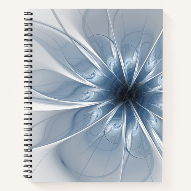Soft and tenderness blue fractal fantasy flower cu notebook (Front)