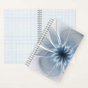 Soft and tenderness blue fractal fantasy flower cu notebook