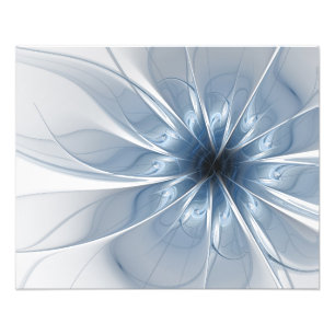 Soft and tenderness blue fractal fantasy flower cu photo print