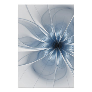 Soft and tenderness blue fractal fantasy flower cu poster