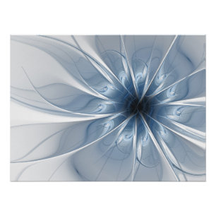 Soft and tenderness blue fractal fantasy flower cu poster