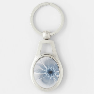 Soft and tenderness blue fractal fantasy flower keychain