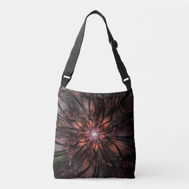 Soft and tenderness fractal fantasy flower  crossbody bag (Front)