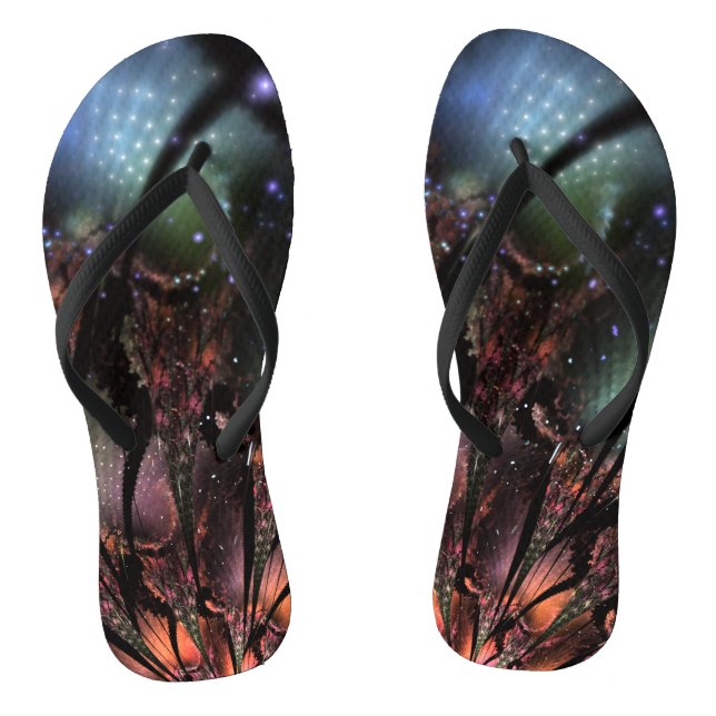 Soft and tenderness fractal fantasy flower  flip flops (Footbed)