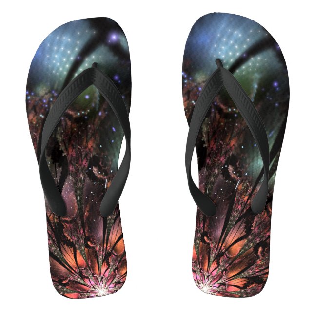 Soft and tenderness fractal fantasy flower  flip flops (Footbed)