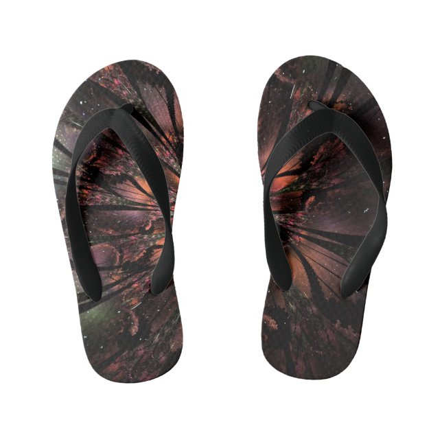 Soft and tenderness fractal fantasy flower   kid's flip flops (Footbed)