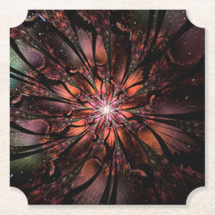 Soft and tenderness fractal fantasy flower paper coaster