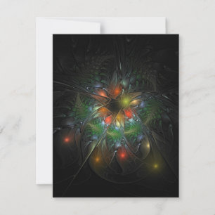 Soft and tenderness fractal fantasy flower RSVP card