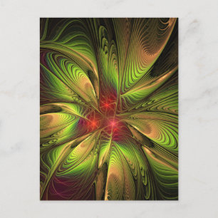 Soft and tenderness fractal fantasy flowers announcement postcard