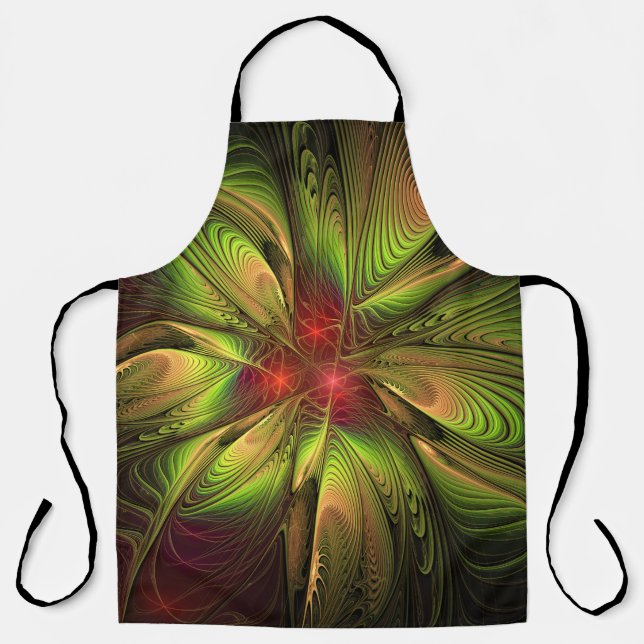 Soft and tenderness fractal fantasy flowers apron (Front)