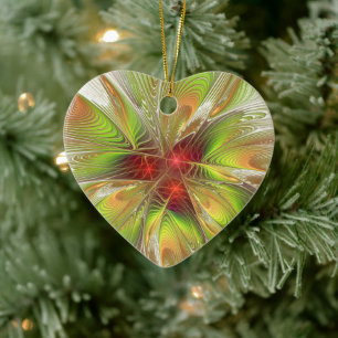 Soft and tenderness fractal fantasy flowers ceramic ornament
