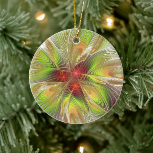 Soft and tenderness fractal fantasy flowers ceramic ornament