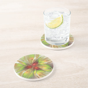 Soft and tenderness fractal fantasy flowers  coaster