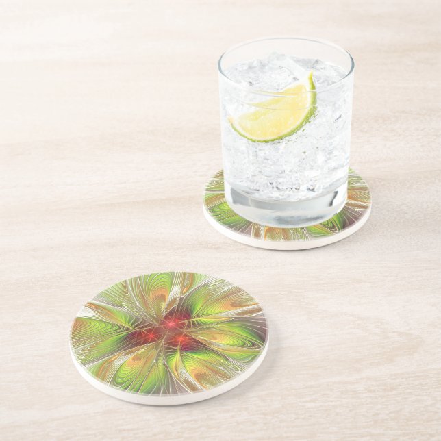 Soft and tenderness fractal fantasy flowers  coaster (Side)