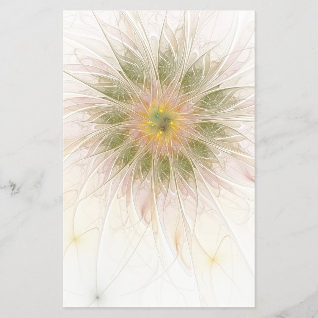 Soft and tenderness fractal fantasy flowers flyer (Front)