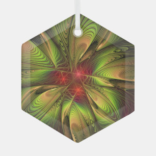 Soft and tenderness fractal fantasy flowers glass ornament