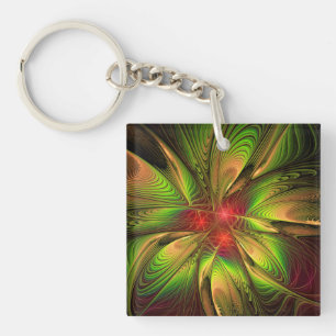 Soft and tenderness fractal fantasy flowers keychain
