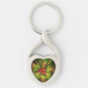 Soft and tenderness fractal fantasy flowers keychain