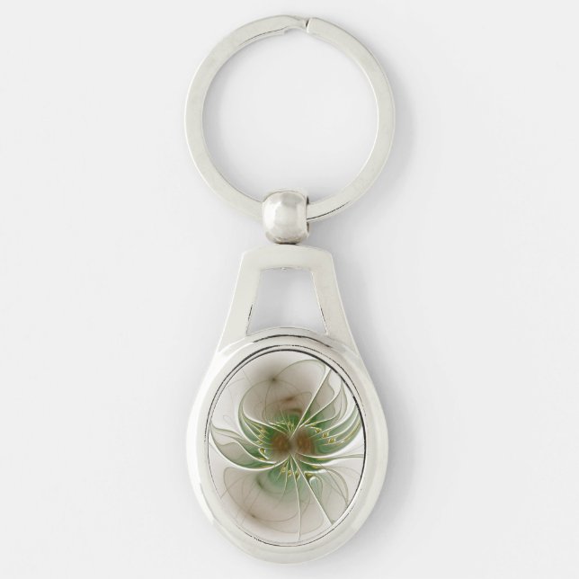 Soft and tenderness fractal fantasy flowers  keychain (Front)