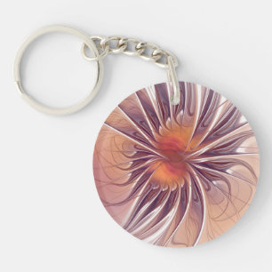 Soft and tenderness fractal fantasy flowers keychain