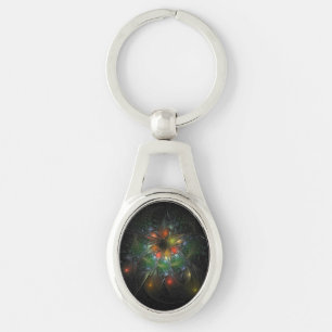 Soft and tenderness fractal fantasy flowers keychain