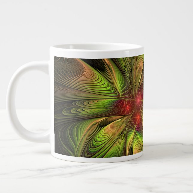 Soft and tenderness fractal fantasy flowers large coffee mug (Left)