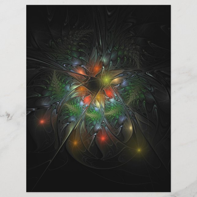 Soft and tenderness fractal fantasy flowers letterhead (Front)
