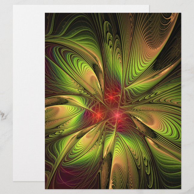 Soft and tenderness fractal fantasy flowers letterhead (Front/Back)