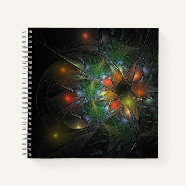 Soft and tenderness fractal fantasy flowers  notebook (Front)
